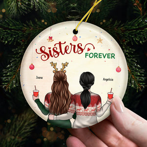 We're Besties Forever - Bestie Personalized Custom Ornament - Ceramic Round Shaped - Christmas Gift For Best Friends, BFF, Sisters