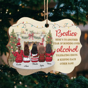 Here's To Another Year Of Keeping Each Other Sane - Personalized Custom Benelux Shaped Wood Christmas Ornament - Gift For Bestie, Best Friend, Sister, Birthday Gift For Bestie And Friend, Christmas Gift