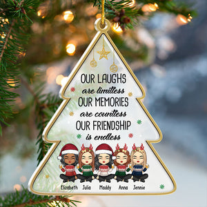 Not Just Friends, More Like A Small Gang - Personalized Custom Christmas Tree Shaped Acrylic Christmas Ornament - Gift For Bestie, Best Friend, Sister, Birthday Gift For Bestie And Friend, Christmas Gift