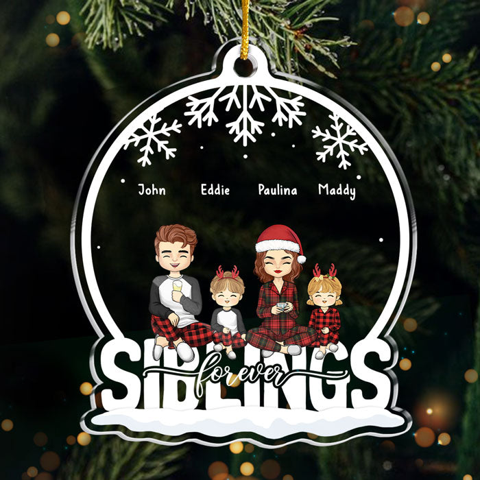 Family Always And Forever - Family Personalized Custom Ornament - Acrylic Snow Globe Shaped - Christmas Gift For Family Members