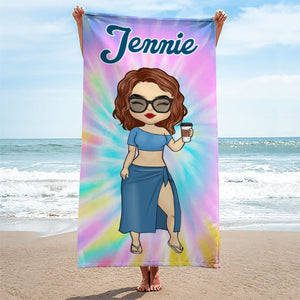 Colorful Tie Dye Style For This Vacation - Bestie Personalized Custom Beach Towel - Christmas Gift For Best Friends, BFF, Sisters