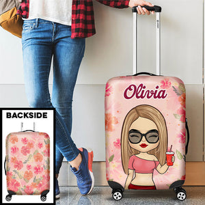 Chibi Summer Floral - Personalized Luggage Cover - Gift For Bestie