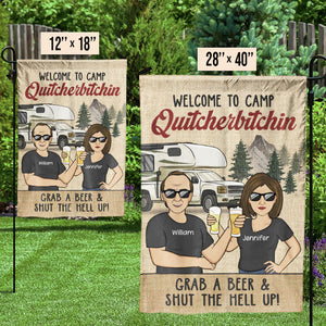 Welcome To Camp Quitcherbitchin Vintage - Personalized Flag - Gift For Camping Lovers