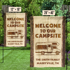 Welcome To Our Family Campsite - Personalized Flag - Gift For Camping Lovers