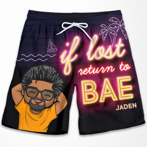Return To Bae, I'm Bae - Personalized Couple Beach Shorts - Gift For Couples, Husband Wife