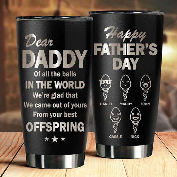 Dear Dad Personalized Engraved Tumbler With Kids Names, Stainless Cup, Gift  For Him – 3C Etching LTD