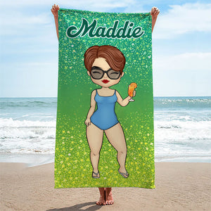 Colorful Glitter Style For This Vacation - Bestie Personalized Custom Beach Towel - Christmas Gift For Best Friends, BFF, Sisters