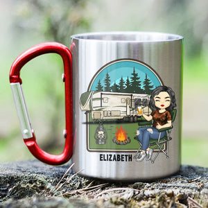 I Tried To Be A Good Girl But - Personalized Carabiner Camping Mug - Gift For Camping Lovers