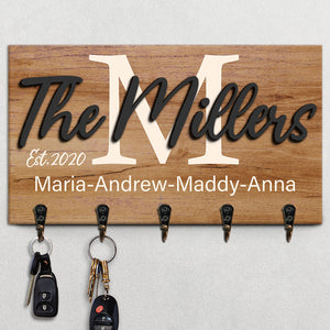My Beloved Family - Personalized Key Hanger, Key Holder, 2-Layer Wood Key Hanger - Gift For Couple, Husband Wife, Anniversary, Engagement, Wedding, Marriage Gift