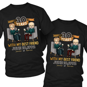 Many Years With My Best Friend - Personalized Matching Couple T-Shirt - Gift For Couple, Husband Wife, Anniversary, Engagement, Wedding, Marriage Gift