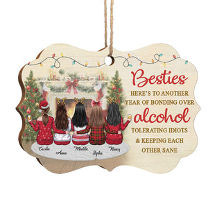 Here's To Another Year Of Keeping Each Other Sane - Personalized Custom Benelux Shaped Wood Christmas Ornament - Gift For Bestie, Best Friend, Sister, Birthday Gift For Bestie And Friend, Christmas Gift