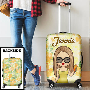 Chibi Summer Floral - Personalized Luggage Cover - Gift For Bestie