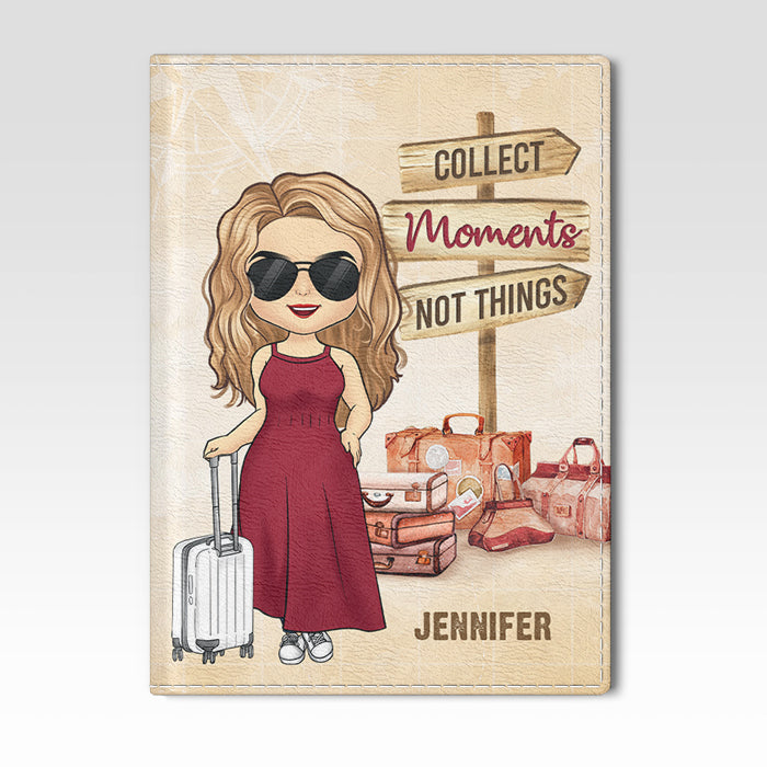 Collect Moments Not Things - Personalized Passport Cover, Passport Holder - Gift for Travel Lovers - Pawfect House