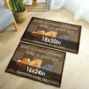 Where Someone Runs To Greet You - Personalized Decorative Mat - Gift For Pet Lovers