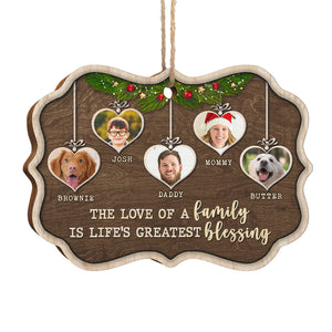 The Love Of Family - Personalized Custom Benelux Shaped Wood Christmas Ornament, Personalized Portrait Family Photo, Custom Photo Ornament - Upload Image, Gift For Family, Christmas Gift