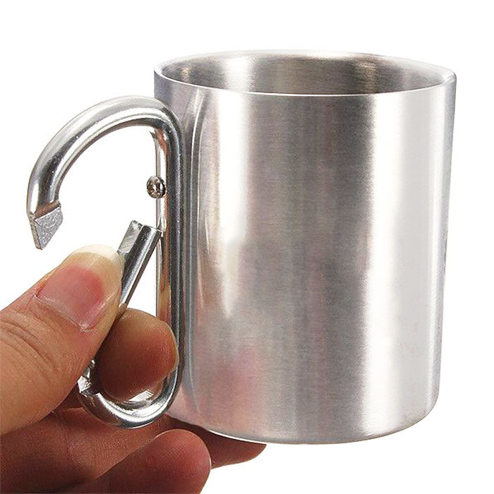 Customized Carabiner Handle Stainless Steel Mugs (10 Oz.)