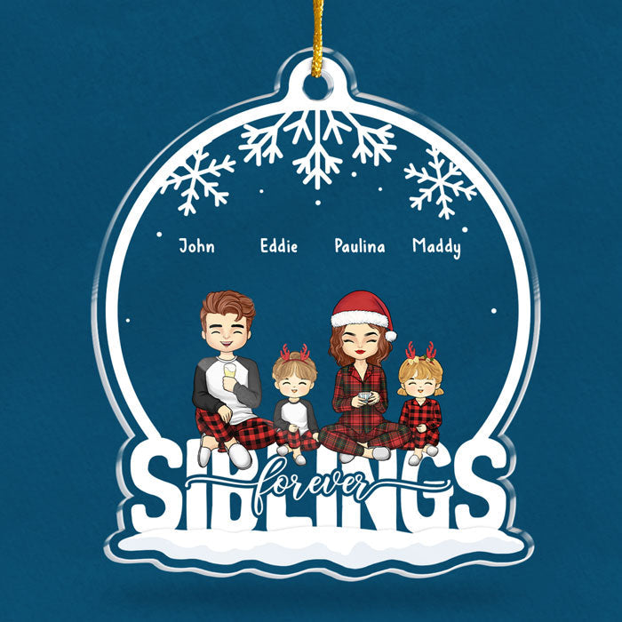 Family Always And Forever - Family Personalized Custom Ornament - Acrylic Snow Globe Shaped - Christmas Gift For Family Members