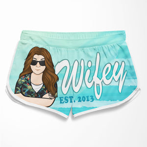 Hubby And Wifey - Personalized Couple Beach Shorts - Gift For Couples, Husband Wife