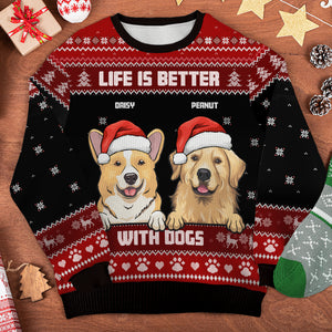 Life Is Better With Dogs - Personalized All-Over-Print Sweatshirt.