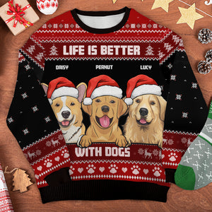 Life Is Better With Dogs - Personalized All-Over-Print Sweatshirt.