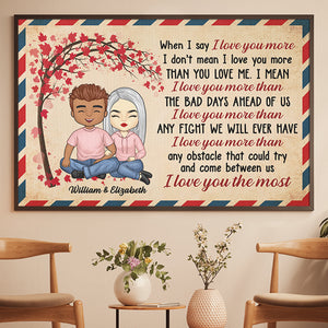 I Love You The Most - Gift For Couples, Personalized Horizontal Poster.