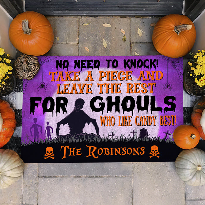 No Need To Knock - Take A Piece And Leave The Rest For Ghouls - Personalized Decorative Mat, Halloween Ideas..