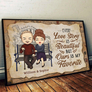 Our Love Story Is My Favorite - Gift For Couples, Personalized Horizontal Poster.