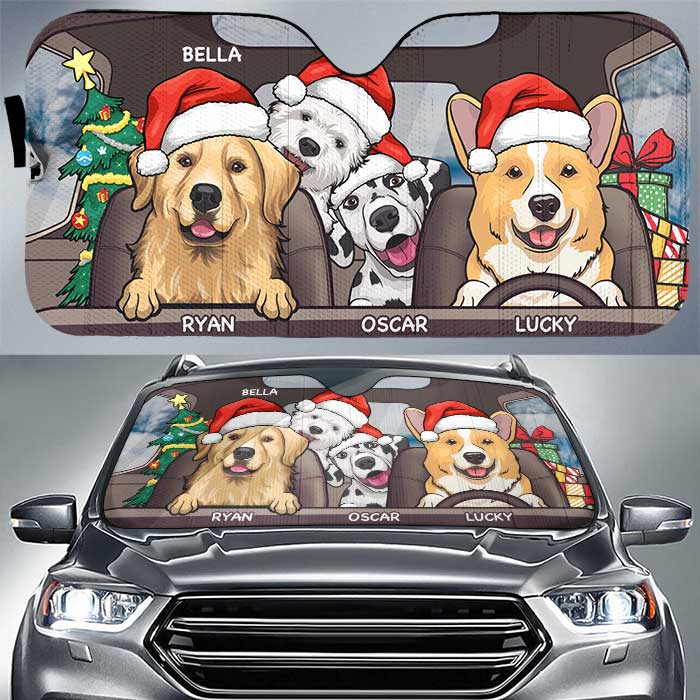 Santa Paws Is Coming To Town - Personalized Dog Auto Sun Shade.