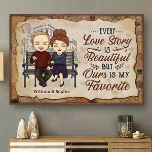 Our Love Story Is My Favorite - Gift For Couples, Personalized Horizontal Poster.