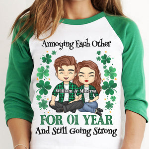 Annoying Each Other For So Many Years - Gift For Couples, Husband Wife, Personalized St. Patrick's Day Unisex Raglan Shirt.