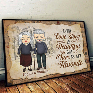 Every Love Story Is Beautiful But Ours Is My Favorite - Gift For Couples, Personalized Horizontal Poster.