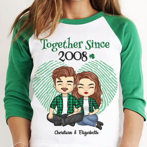 We've Been Together For Years - Gift For Couples, Husband Wife, Personalized St. Patrick's Day Unisex Raglan Shirt.