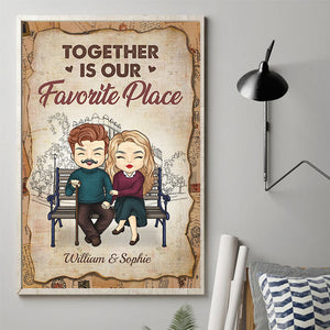 Together Is Our Favorite Place - Gift For Couples, Personalized Vertical Poster.