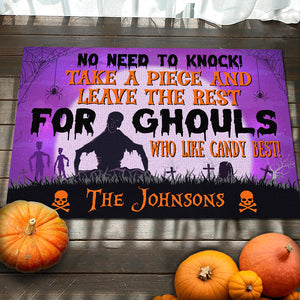 No Need To Knock - Take A Piece And Leave The Rest For Ghouls - Personalized Decorative Mat, Halloween Ideas..