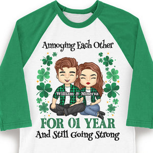 Annoying Each Other For So Many Years - Gift For Couples, Husband Wife, Personalized St. Patrick's Day Unisex Raglan Shirt.