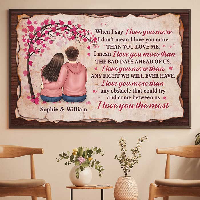 I Love You More Than Any Fight We Will Ever Have, I Love You The Most - Gift For Couples, Personalized Horizontal Poster.
