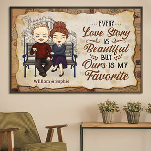 Our Love Story Is My Favorite - Gift For Couples, Personalized Horizontal Poster.