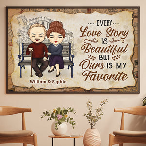 Our Love Story Is My Favorite - Gift For Couples, Personalized Horizontal Poster.