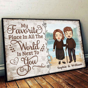 My Beloved Place Is Next To You - Gift For Couples, Personalized Horizontal Poster.
