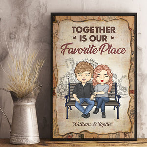 Together Is Our Favorite Place - Gift For Couples, Personalized Vertical Poster.