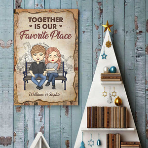 Together Is Our Favorite Place - Gift For Couples, Personalized Vertical Poster.