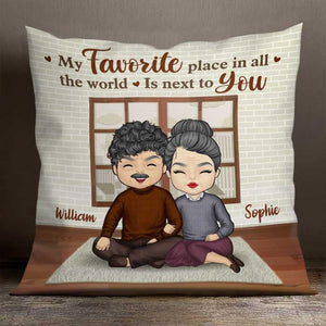 My Favorite Place In The World Is Next To You - Gift For Couples, Personalized Pillow (Insert Included).