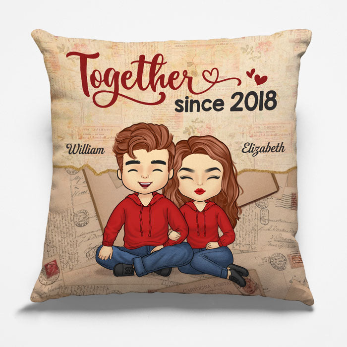 We're Together Since - Couple Personalized Custom Pillow - Gift For Husband  Wife, Anniversary, Pillow With Pictures Customized