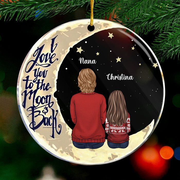 I Love You To The Moon And Back - Personalized Custom Round Shaped Acrylic Christmas Ornament - Gift For Grandma, Grandparents, Christmas Gift