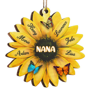 Little Sunshine Of Grandparents - Personalized Custom Sunflower Shaped Wood Christmas Ornament - Gift For Grandma, Grandparents, Christmas Gift