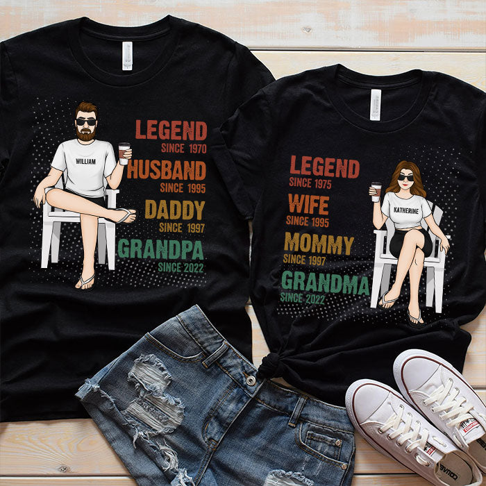 Father's day shirt - Personalized Dad Grandpa Shirt, Father's Day Shirt,  Husband Father Grandpa Legend, Grandfather Custom Dates, Funny Dad Birthday