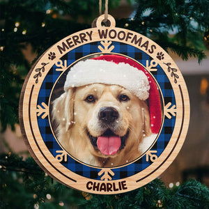 Merry Woofmas Meowy Christmas - Personalized Custom Round Shaped Wood Photo Christmas Ornament - Upload Image, Gift For Pet Lovers, Christmas Gift