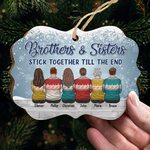 Siblings Are Ready To Face Whatever Life Sends  - Family Personalized Custom Ornament - Wood Benelux Shaped - Christmas Gift For Siblings, Brothers, Sisters, Cousins