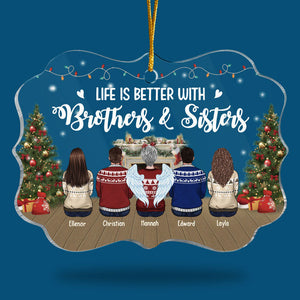 Siblings Never Apart, Maybe In Distance But Never At Heart - Personalized Custom Benelux Shaped Acrylic Christmas Ornament - Gift For Siblings, Christmas Gift