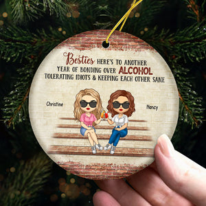Our Memories Are Countless - Bestie Personalized Custom Ornament - Ceramic Round Shaped - Christmas Gift For Best Friends, BFF, Sisters
